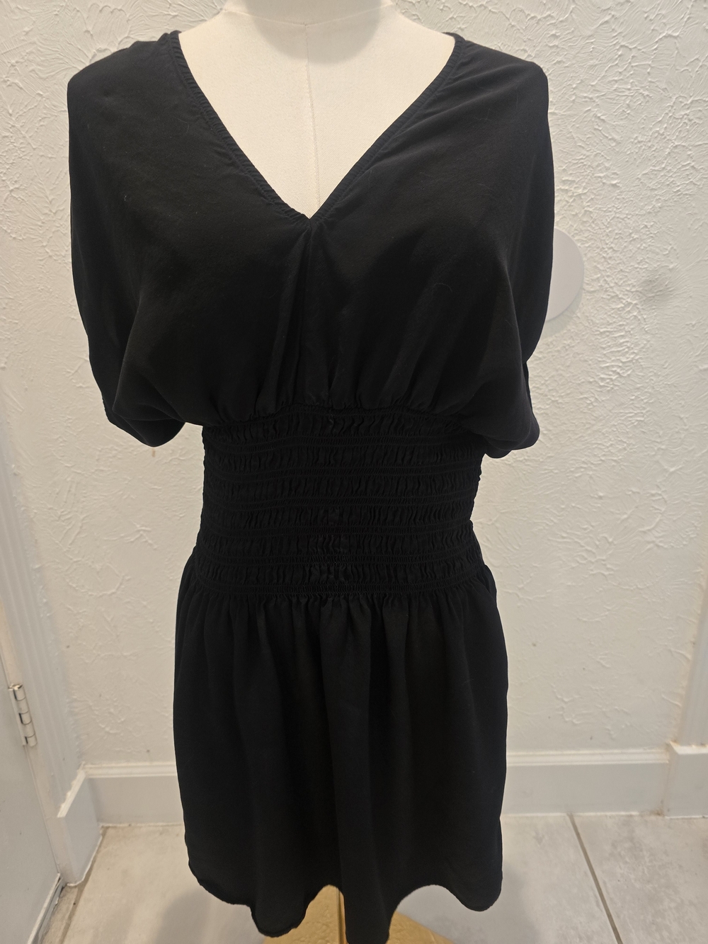 Rails Black Smocked Waist Mini Dress Size L